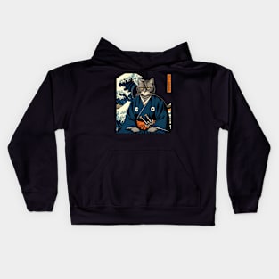 Vaporwave Cat Samurai Kids Hoodie